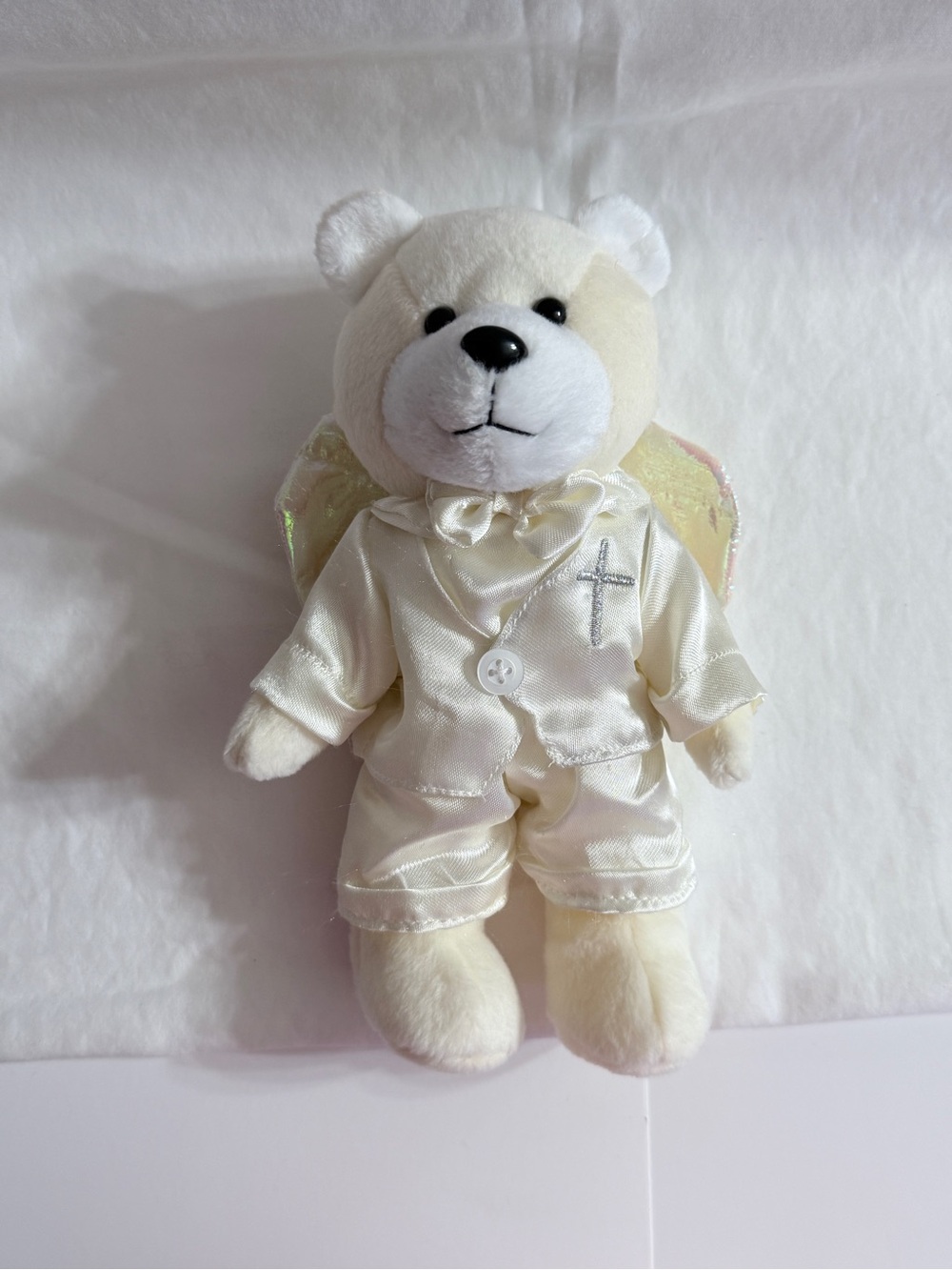 Boy Christening Angel Bear Plush Toy - Soft Stuffed Animal